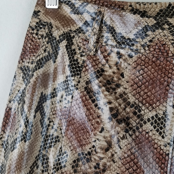 Pretty Little Thing Snake Skin Flared Leg Trousers - Picture 6 of 11